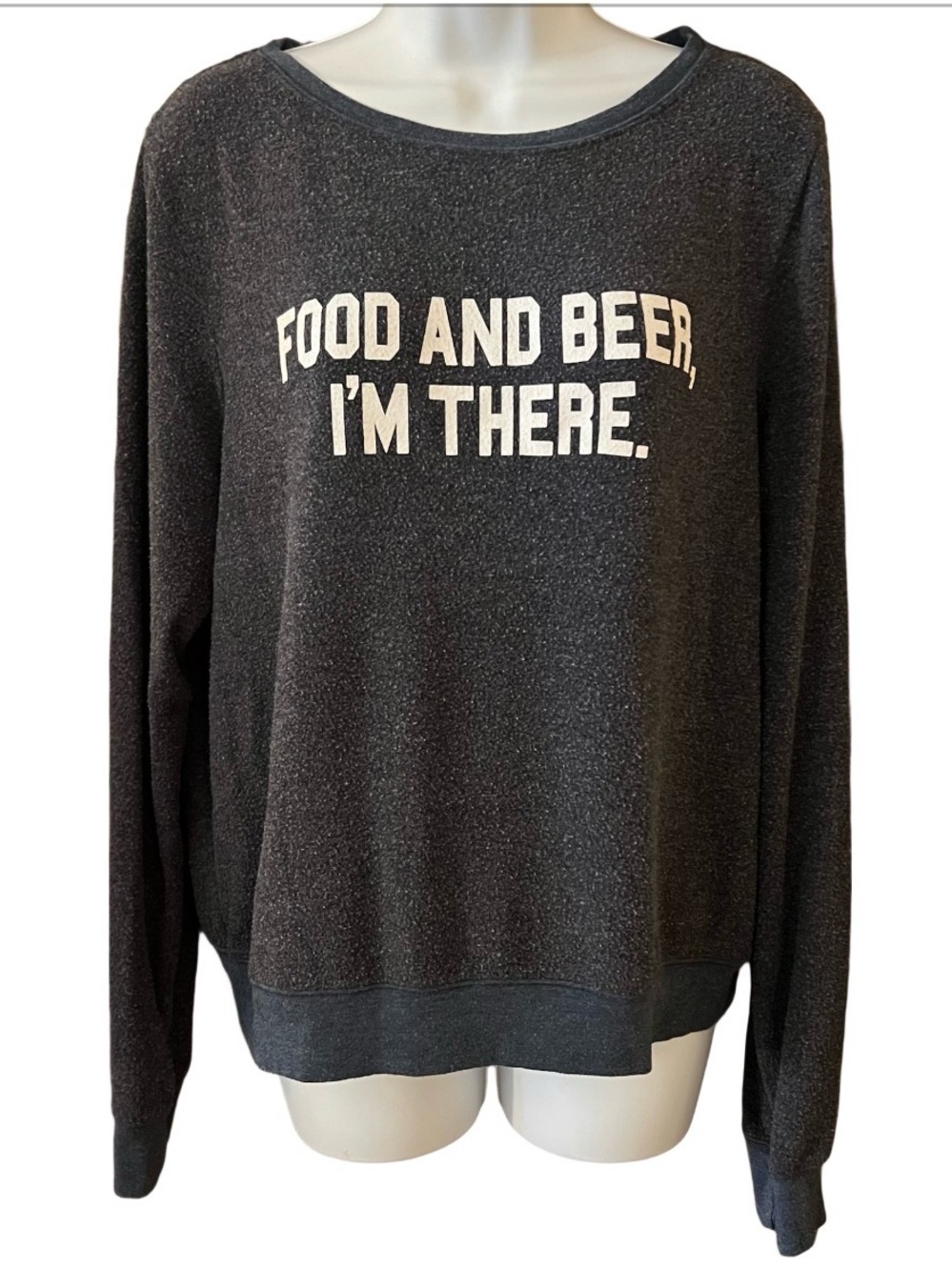 Wildfox Charcoal Crewneck with White Graphic Slogan